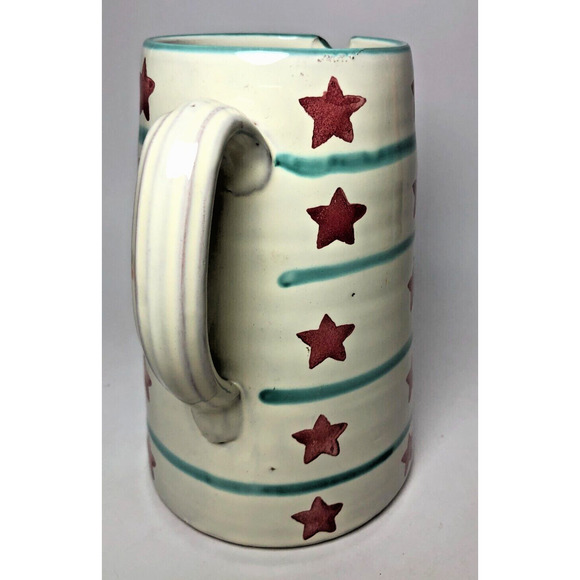 Vtg Ceramiche Nicola Fasano CNF Grottaglie Italy Stars Stripes Pottery Pitcher - Picture 2 of 7